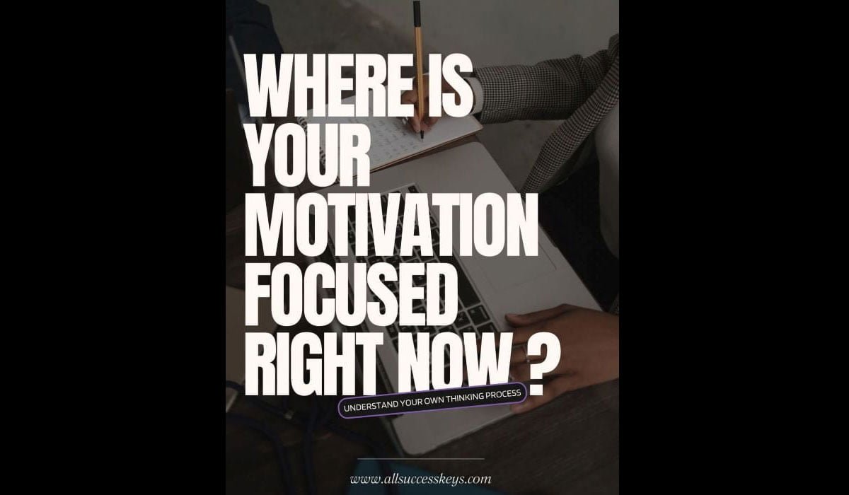 Where is your motivation focused right now?" displayed over a background showing hands writing on a notebook near a laptop. The image encourages self-reflection on personal focus and motivation. In alignment with the article "It’s Time to Refocus: Channeling Your Energy for Success," the image highlights the need for modern leaders and professionals to pause and evaluate where their energy is truly directed. By identifying distractions, building resilience, and aligning daily actions with long-term goals, individuals can channel their authentic energy to achieve meaningful success and shape their future.